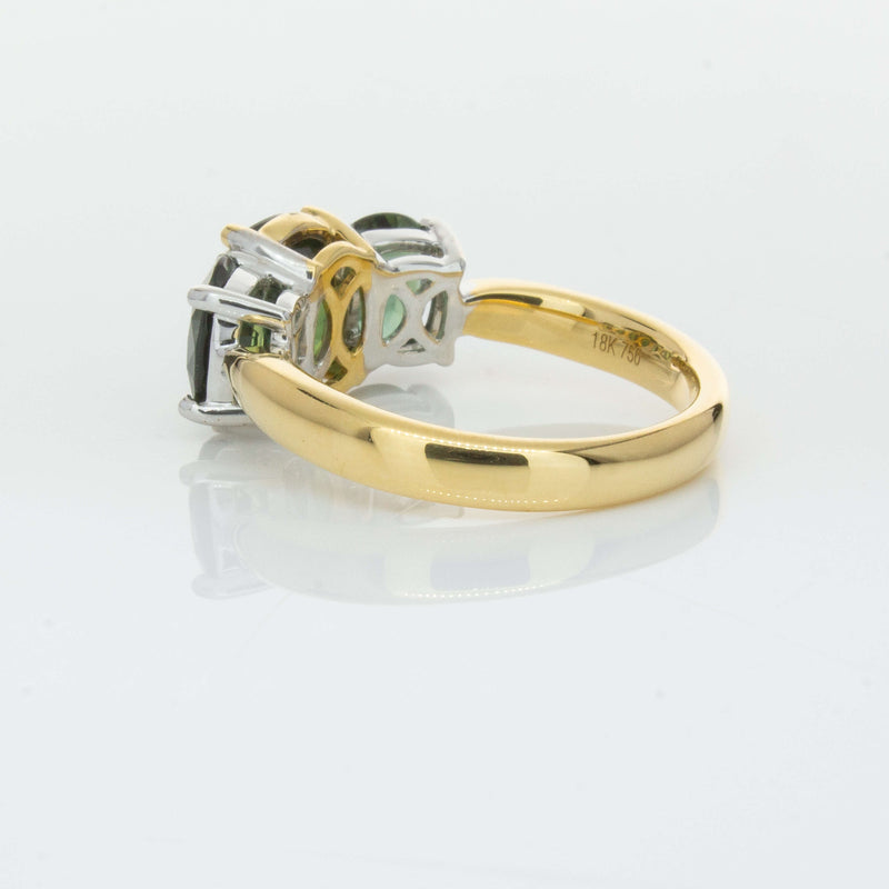 18ct Yellow Gold Green Sapphire Three-Stone Ring-Ring-Walker & Hall