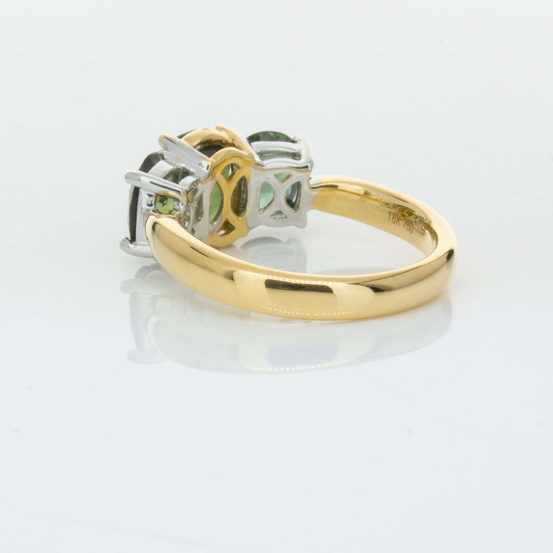 18ct Yellow Gold Green Sapphire Three-Stone Ring-Ring-Walker & Hall