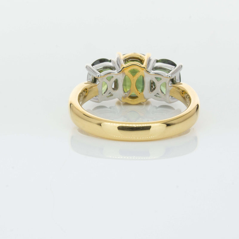 18ct Yellow Gold Green Sapphire Three-Stone Ring-Ring-Walker & Hall
