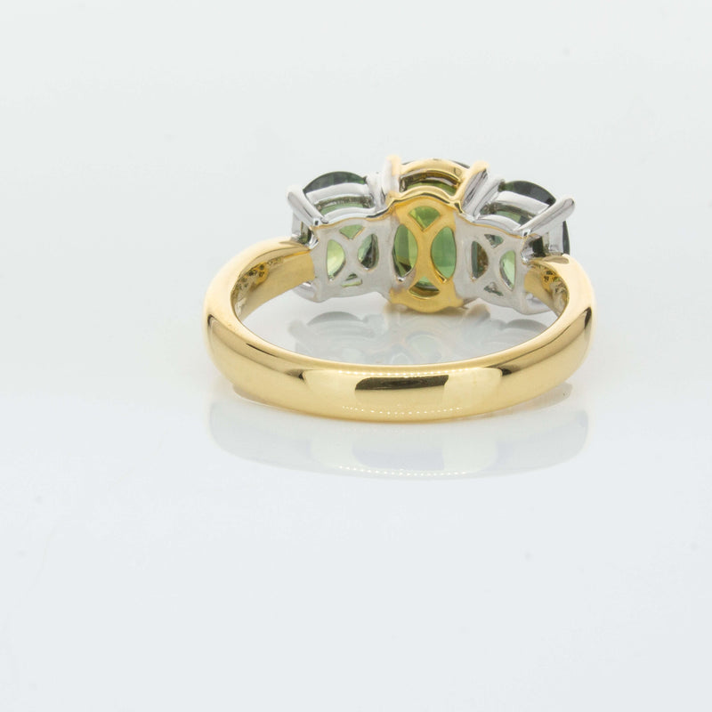 18ct Yellow Gold Green Sapphire Three-Stone Ring-Ring-Walker & Hall