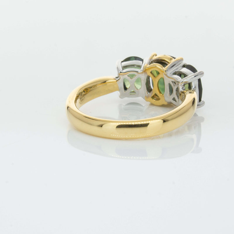 18ct Yellow Gold Green Sapphire Three-Stone Ring-Ring-Walker & Hall