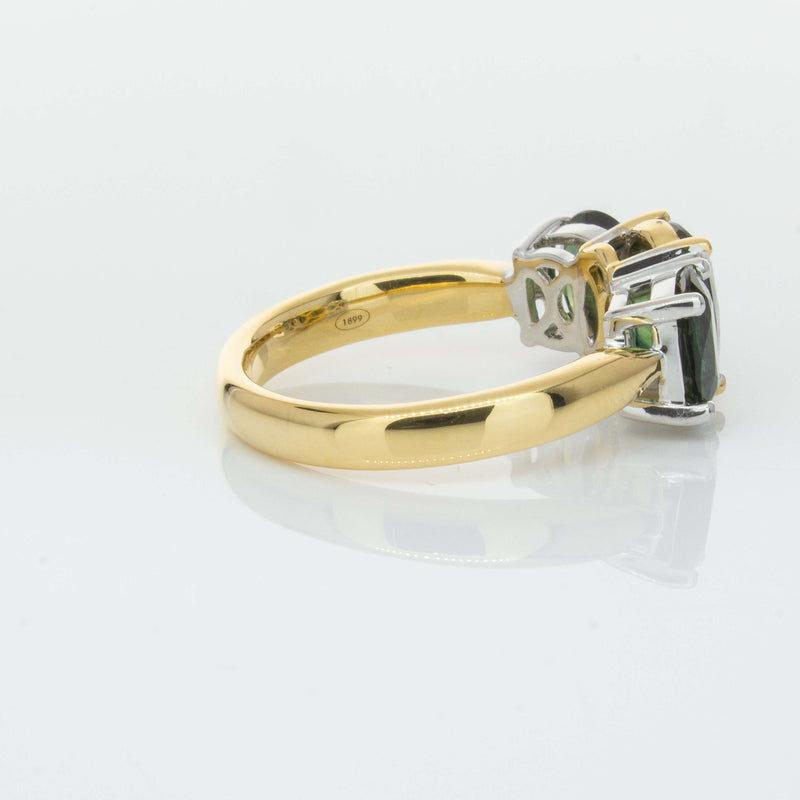 18ct Yellow Gold Green Sapphire Three-Stone Ring-Ring-Walker & Hall