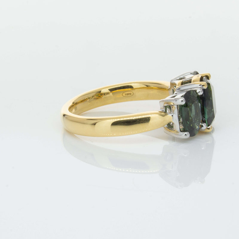 18ct Yellow Gold Green Sapphire Three-Stone Ring-Ring-Walker & Hall
