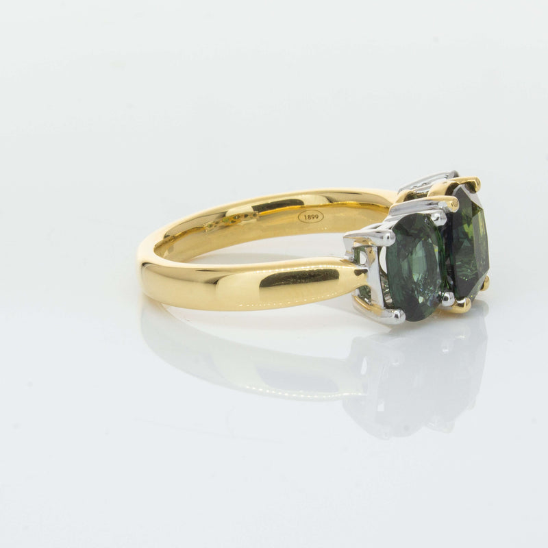 18ct Yellow Gold Green Sapphire Three-Stone Ring-Ring-Walker & Hall