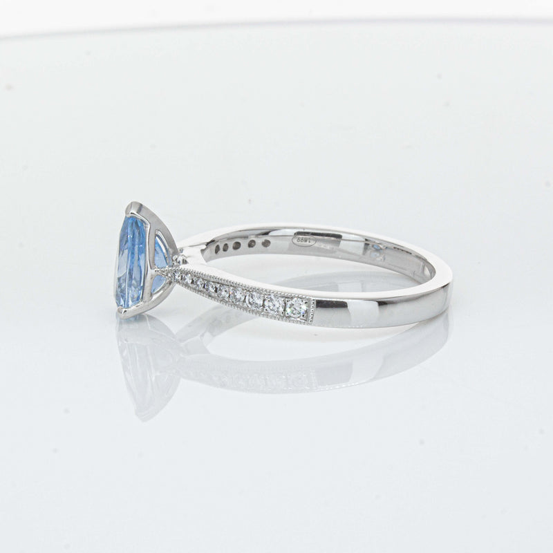 18ct White Gold .81ct Aquamarine & Diamond Zenith Ring-Ring-Walker & Hall