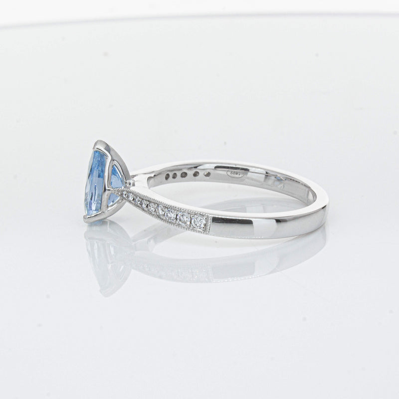 18ct White Gold .81ct Aquamarine & Diamond Zenith Ring-Ring-Walker & Hall