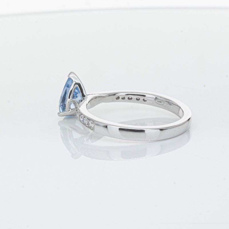 18ct White Gold .81ct Aquamarine & Diamond Zenith Ring-Ring-Walker & Hall