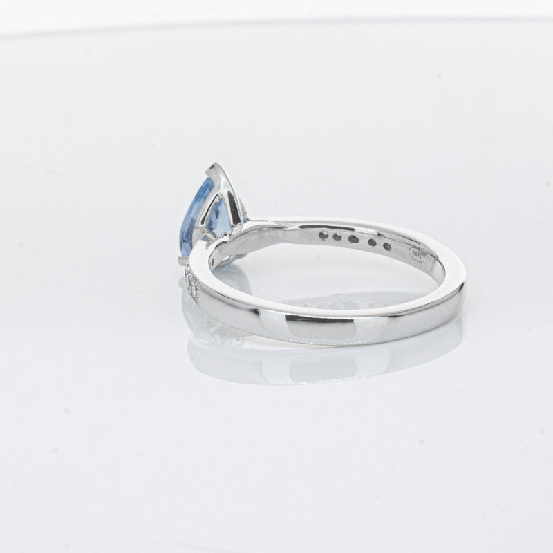 18ct White Gold .81ct Aquamarine & Diamond Zenith Ring-Ring-Walker & Hall