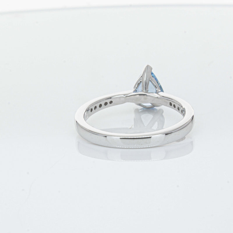 18ct White Gold .81ct Aquamarine & Diamond Zenith Ring-Ring-Walker & Hall