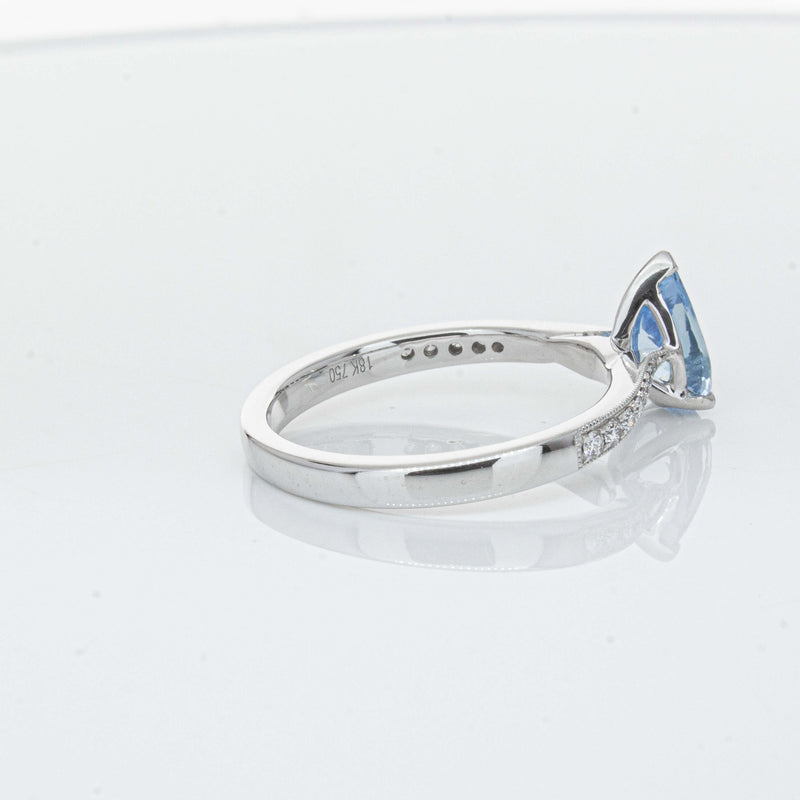 18ct White Gold .81ct Aquamarine & Diamond Zenith Ring-Ring-Walker & Hall