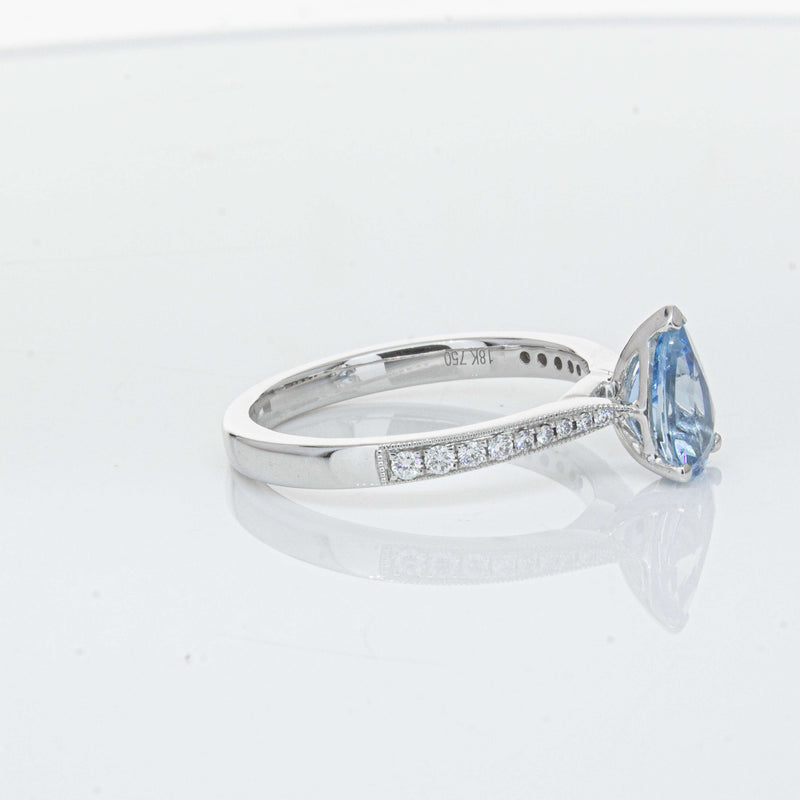 18ct White Gold .81ct Aquamarine & Diamond Zenith Ring-Ring-Walker & Hall