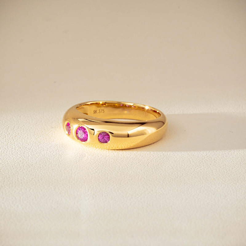 9ct Yellow Gold Pink Sapphire Kylie Ring-Ring-Walker & Hall