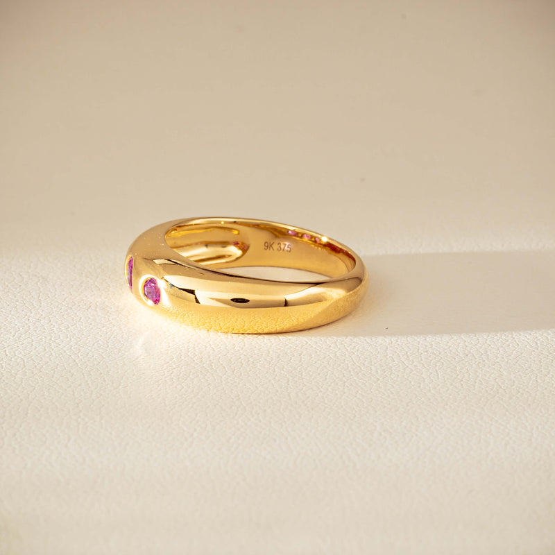 9ct Yellow Gold Pink Sapphire Kylie Ring-Ring-Walker & Hall