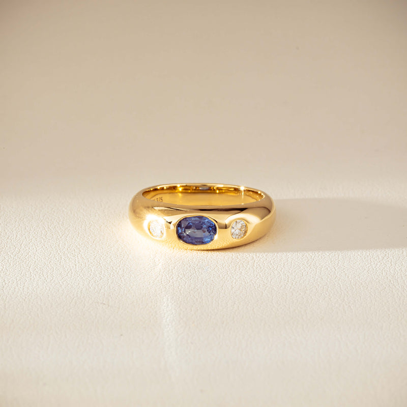 9ct Yellow Gold .66ct Blue Sapphire and Diamond Kylie Ring-Ring-Walker & Hall