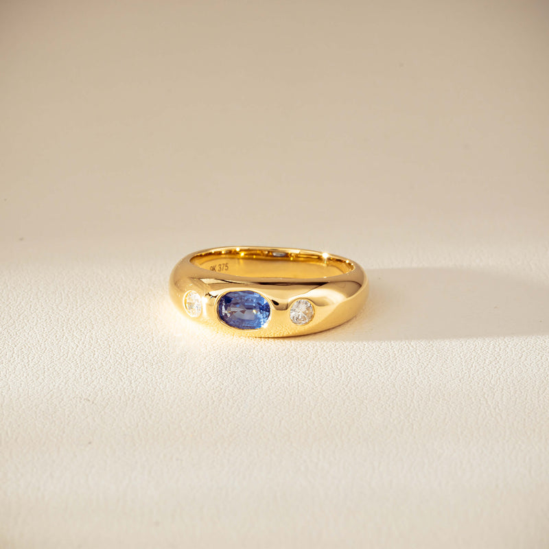 9ct Yellow Gold .66ct Blue Sapphire and Diamond Kylie Ring-Ring-Walker & Hall
