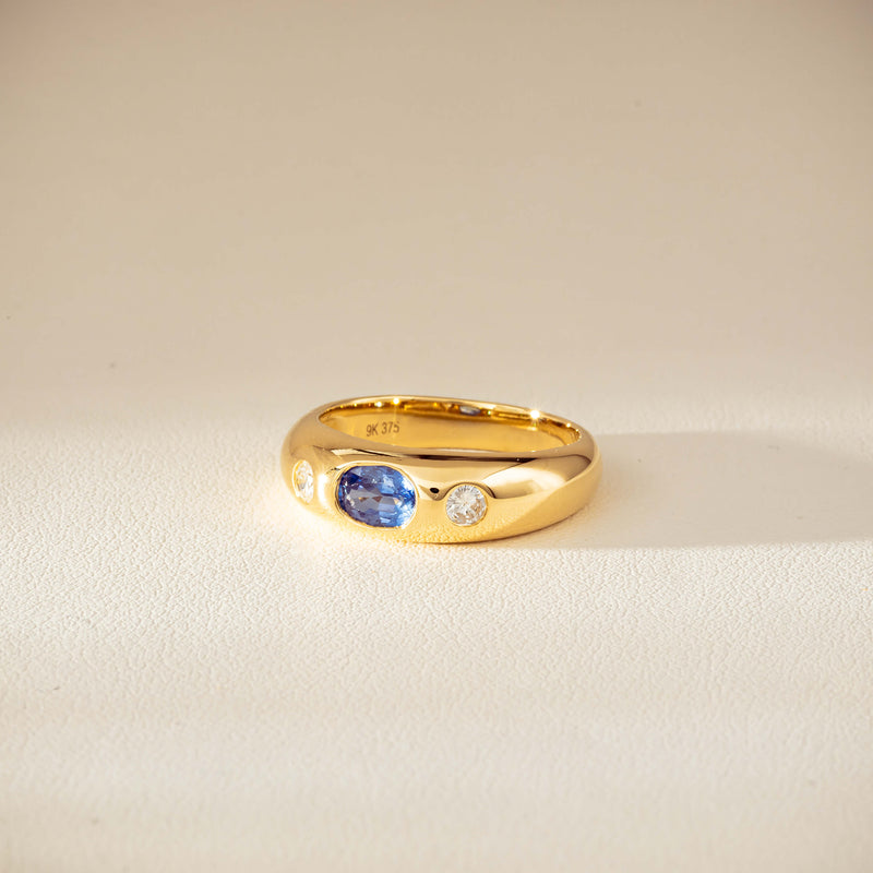9ct Yellow Gold .66ct Blue Sapphire and Diamond Kylie Ring-Ring-Walker & Hall