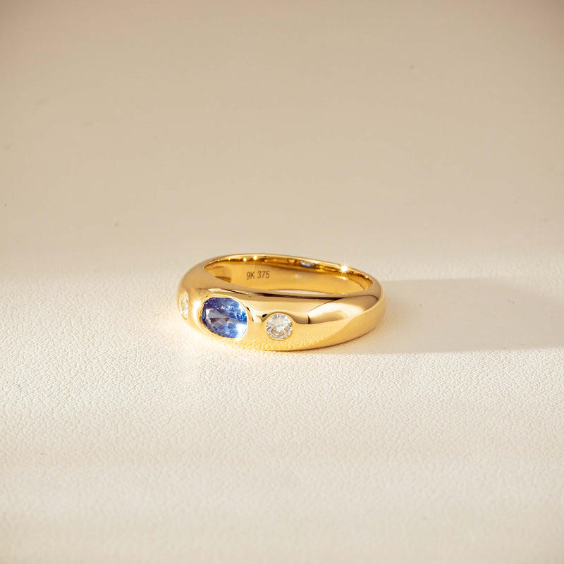 9ct Yellow Gold .66ct Blue Sapphire and Diamond Kylie Ring-Ring-Walker & Hall