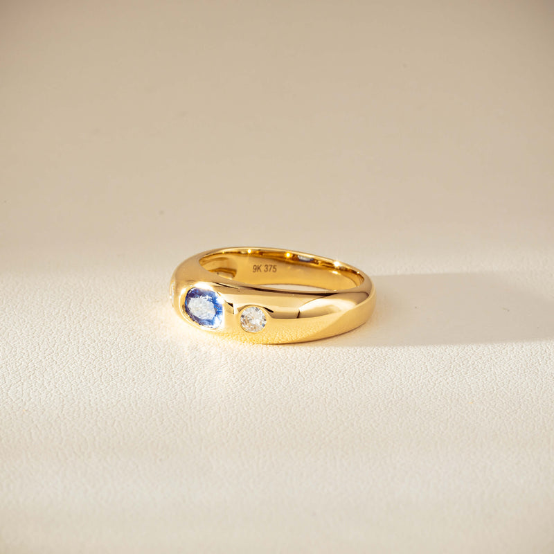 9ct Yellow Gold .66ct Blue Sapphire and Diamond Kylie Ring-Ring-Walker & Hall