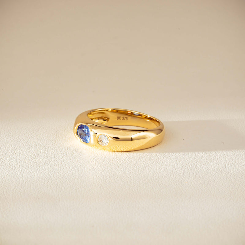 9ct Yellow Gold .66ct Blue Sapphire and Diamond Kylie Ring-Ring-Walker & Hall