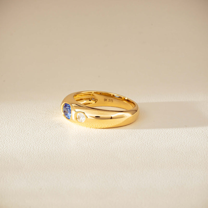 9ct Yellow Gold .66ct Blue Sapphire and Diamond Kylie Ring-Ring-Walker & Hall