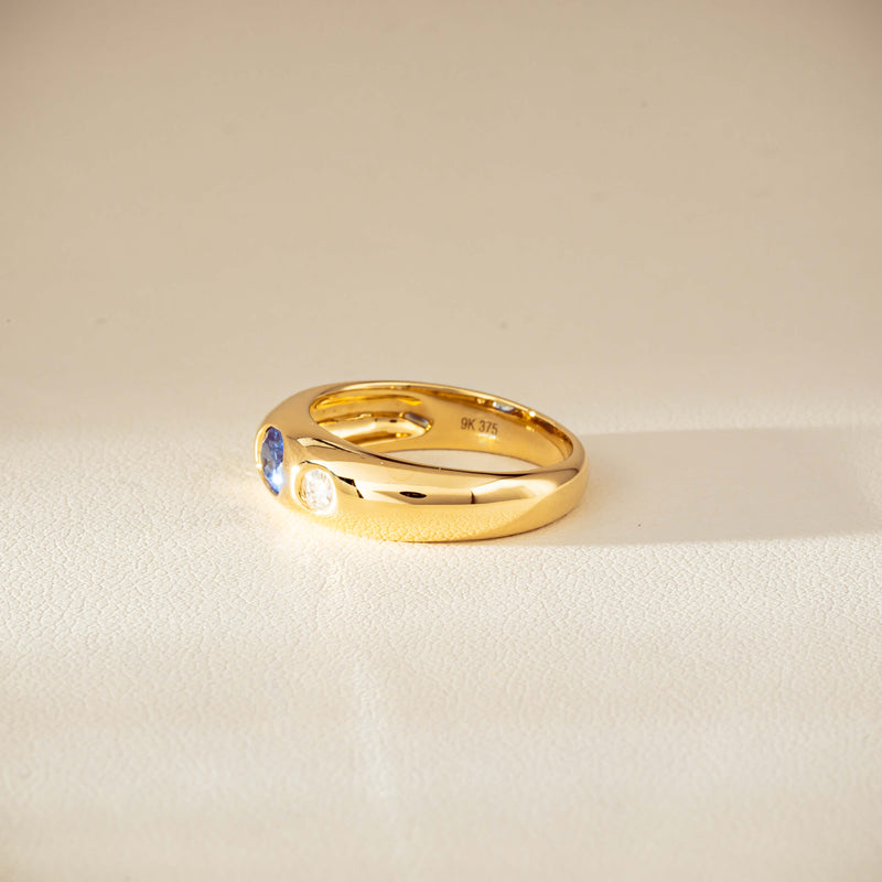 9ct Yellow Gold .66ct Blue Sapphire and Diamond Kylie Ring-Ring-Walker & Hall