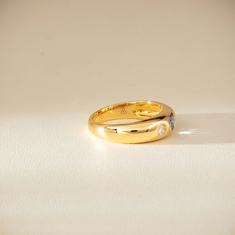 9ct Yellow Gold .66ct Blue Sapphire and Diamond Kylie Ring-Ring-Walker & Hall