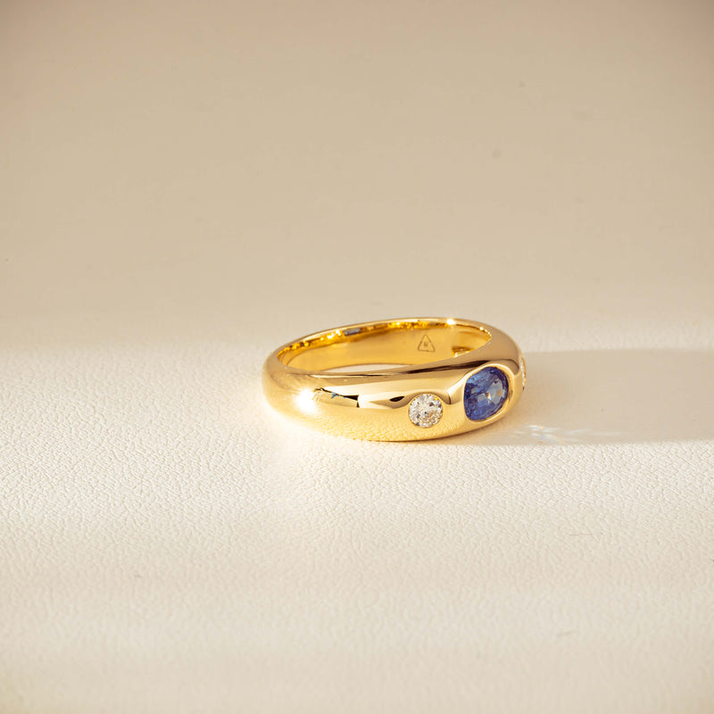 9ct Yellow Gold .66ct Blue Sapphire and Diamond Kylie Ring-Ring-Walker & Hall