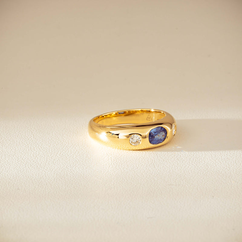 9ct Yellow Gold .66ct Blue Sapphire and Diamond Kylie Ring-Ring-Walker & Hall