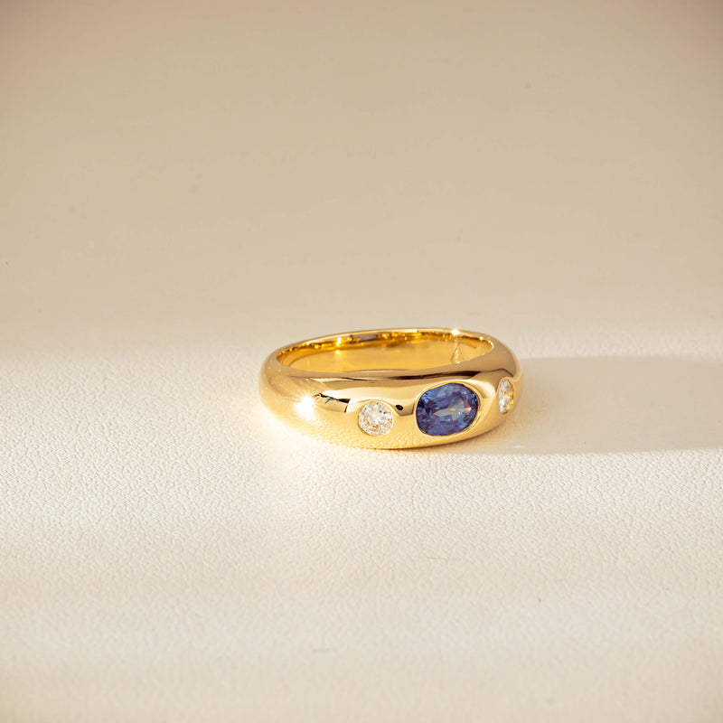 9ct Yellow Gold .66ct Blue Sapphire and Diamond Kylie Ring-Ring-Walker & Hall