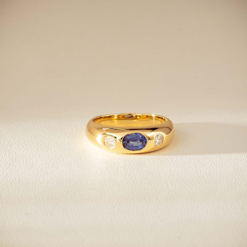 9ct Yellow Gold .66ct Blue Sapphire and Diamond Kylie Ring-Ring-Walker & Hall