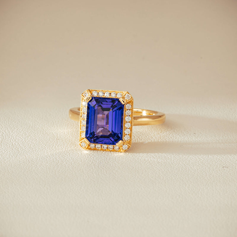 18ct Yellow Gold 3.75ct Tanzanite & Diamond Empire Ring - Ring - Walker & Hall