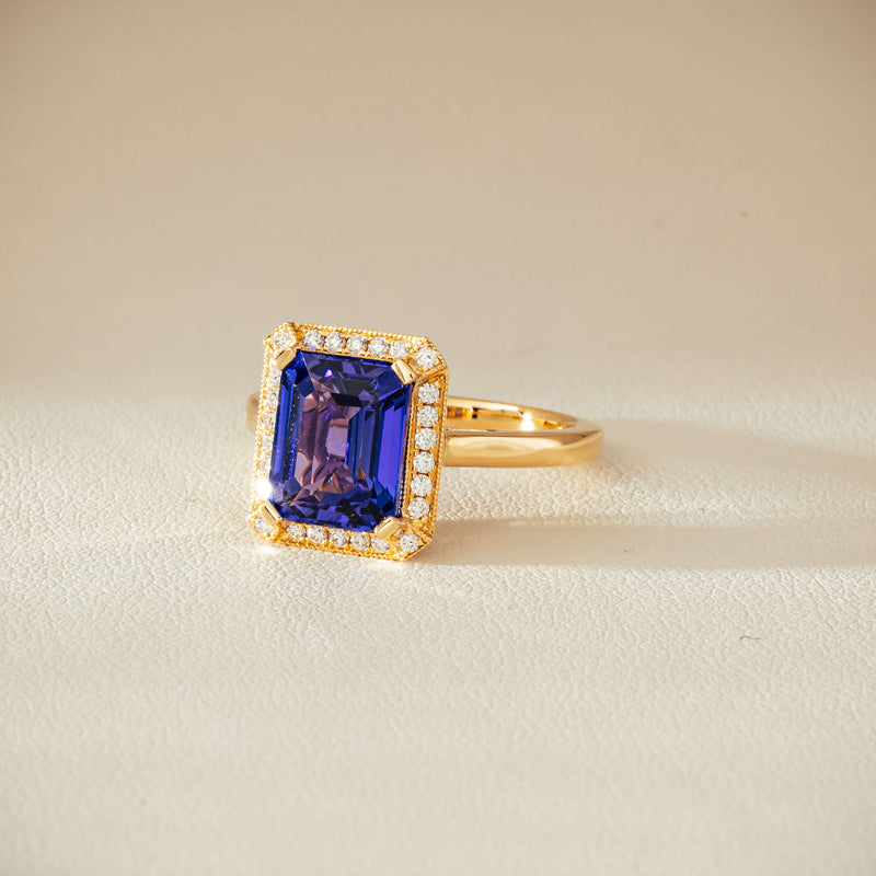 18ct Yellow Gold 3.75ct Tanzanite & Diamond Empire Ring - Ring - Walker & Hall
