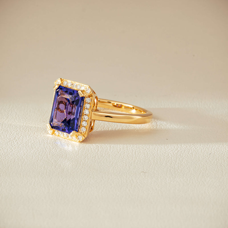 18ct Yellow Gold 3.75ct Tanzanite & Diamond Empire Ring - Ring - Walker & Hall