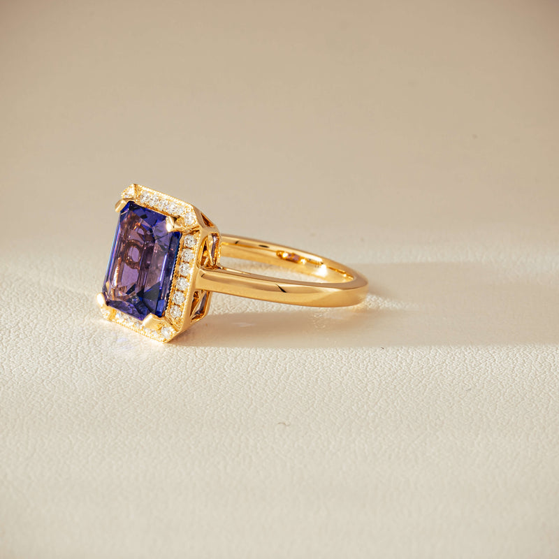 18ct Yellow Gold 3.75ct Tanzanite & Diamond Empire Ring - Ring - Walker & Hall