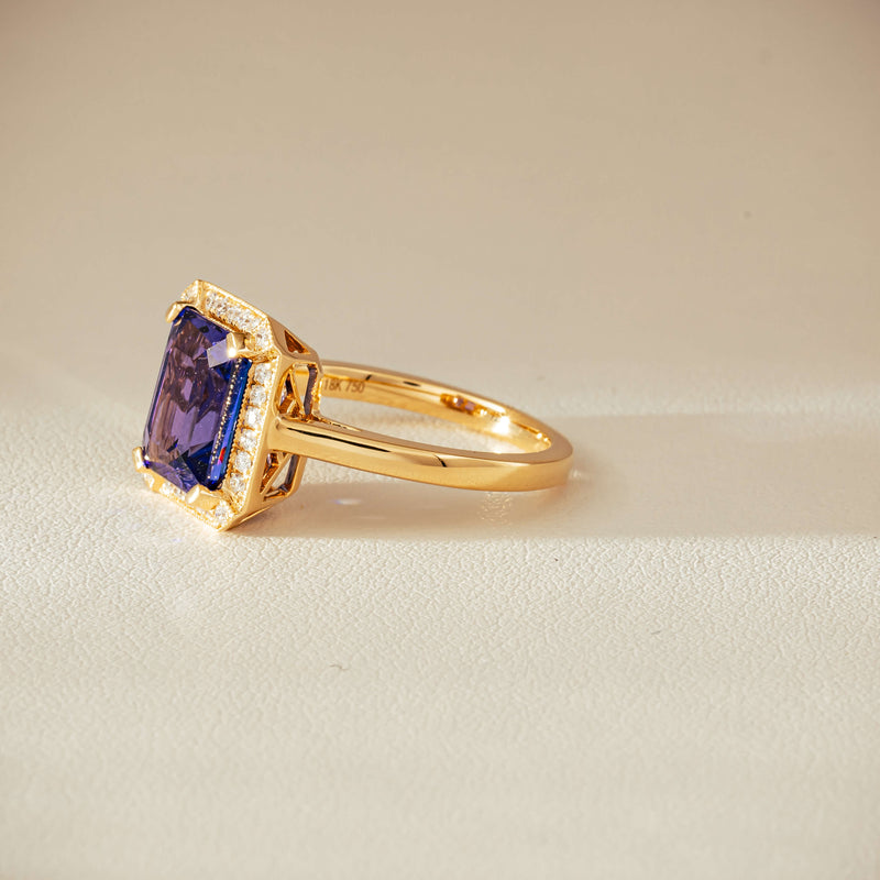 18ct Yellow Gold 3.75ct Tanzanite & Diamond Empire Ring - Ring - Walker & Hall
