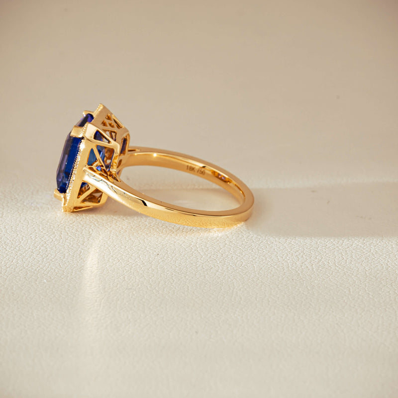 18ct Yellow Gold 3.75ct Tanzanite & Diamond Empire Ring - Ring - Walker & Hall