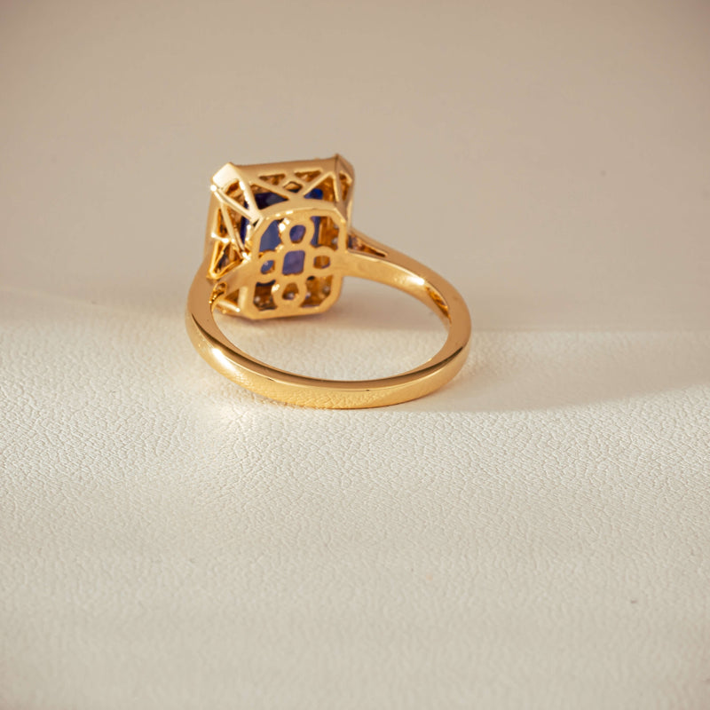 18ct Yellow Gold 3.75ct Tanzanite & Diamond Empire Ring - Ring - Walker & Hall