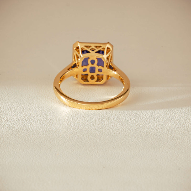 18ct Yellow Gold 3.75ct Tanzanite & Diamond Empire Ring - Ring - Walker & Hall