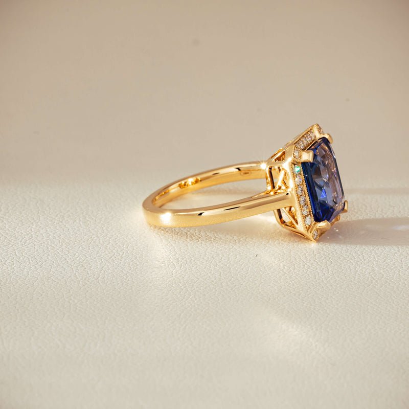 18ct Yellow Gold 3.75ct Tanzanite & Diamond Empire Ring - Ring - Walker & Hall