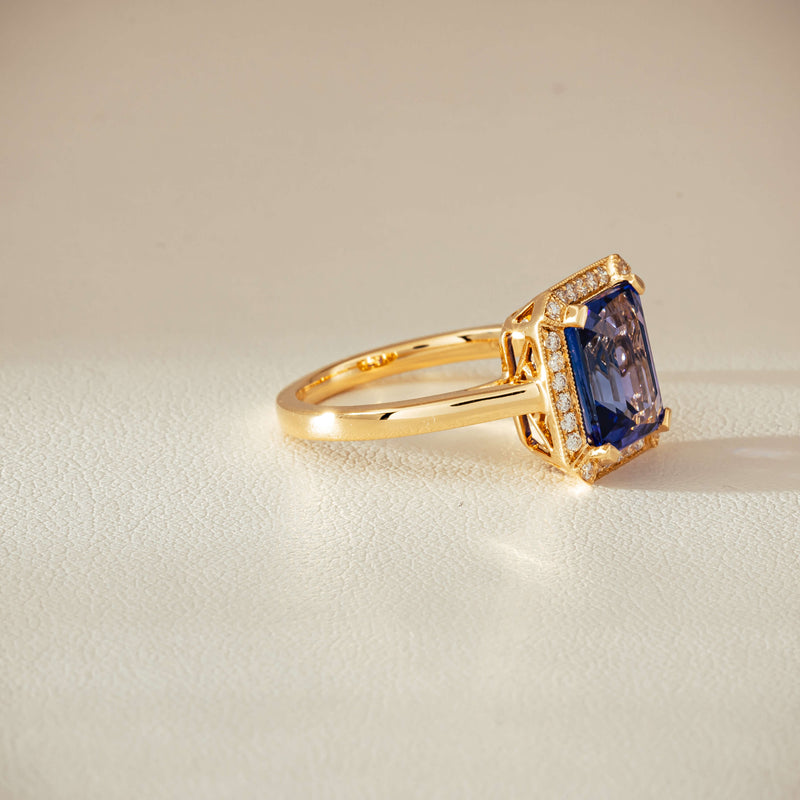 18ct Yellow Gold 3.75ct Tanzanite & Diamond Empire Ring - Ring - Walker & Hall