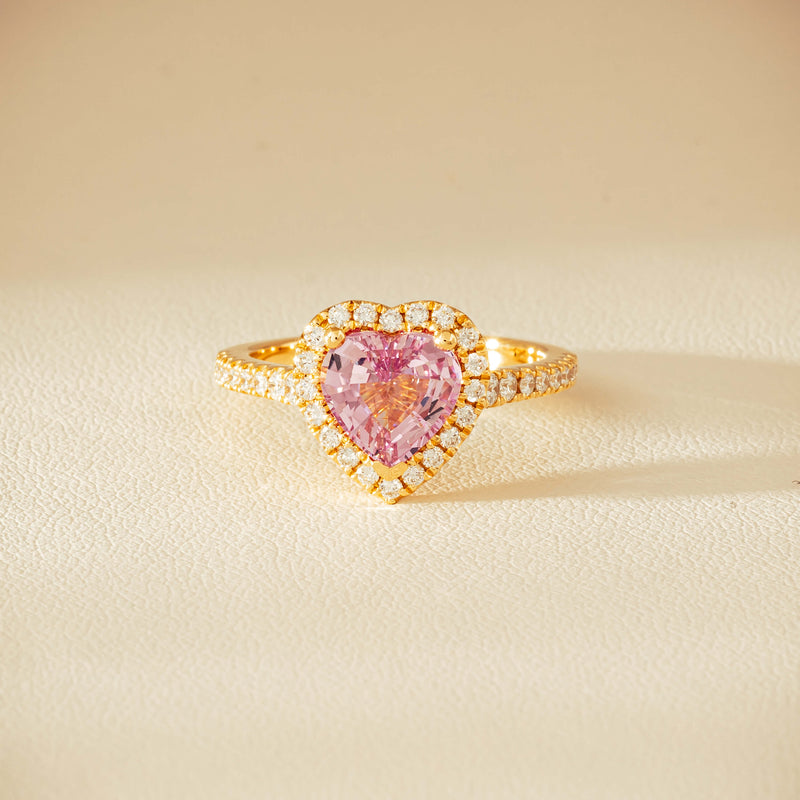 18ct Yellow Gold 2.01ct Pink Heart Sapphire & Diamond Sierra Ring - Ring - Walker & Hall