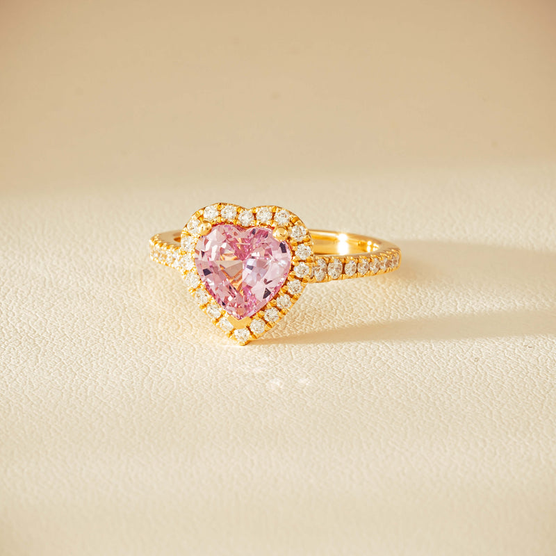 18ct Yellow Gold 2.01ct Pink Heart Sapphire & Diamond Sierra Ring - Ring - Walker & Hall