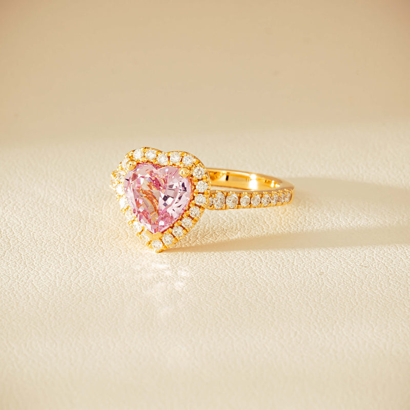 18ct Yellow Gold 2.01ct Pink Heart Sapphire & Diamond Sierra Ring - Ring - Walker & Hall