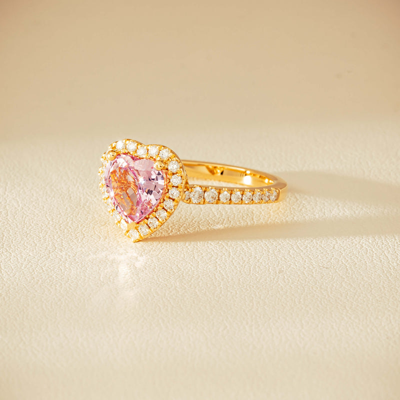 18ct Yellow Gold 2.01ct Pink Heart Sapphire & Diamond Sierra Ring - Ring - Walker & Hall