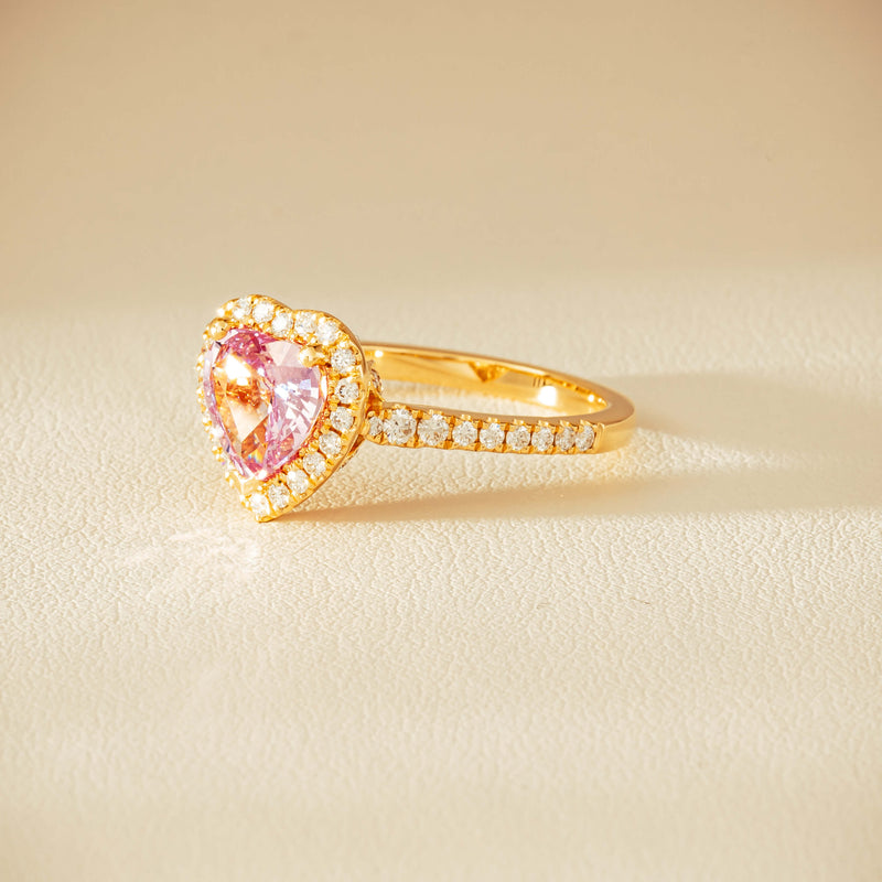 18ct Yellow Gold 2.01ct Pink Heart Sapphire & Diamond Sierra Ring - Ring - Walker & Hall
