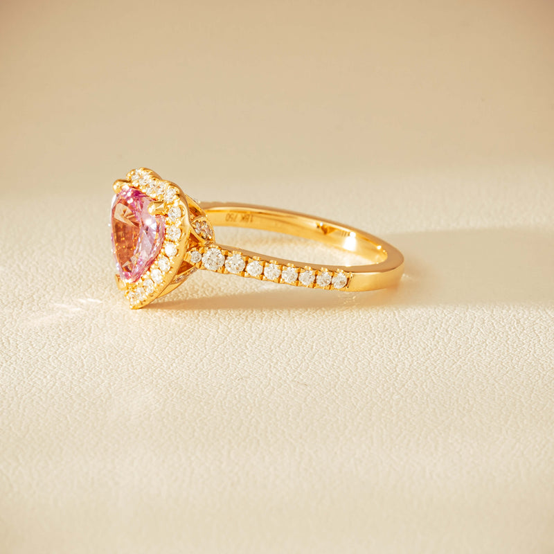 18ct Yellow Gold 2.01ct Pink Heart Sapphire & Diamond Sierra Ring - Ring - Walker & Hall