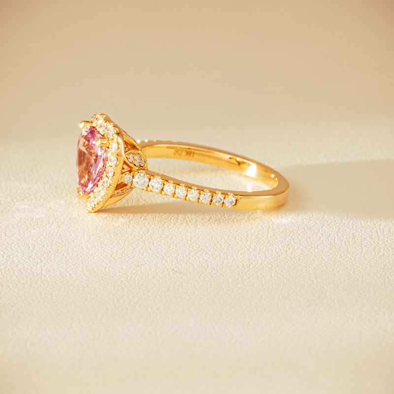 18ct Yellow Gold 2.01ct Pink Heart Sapphire & Diamond Sierra Ring - Ring - Walker & Hall