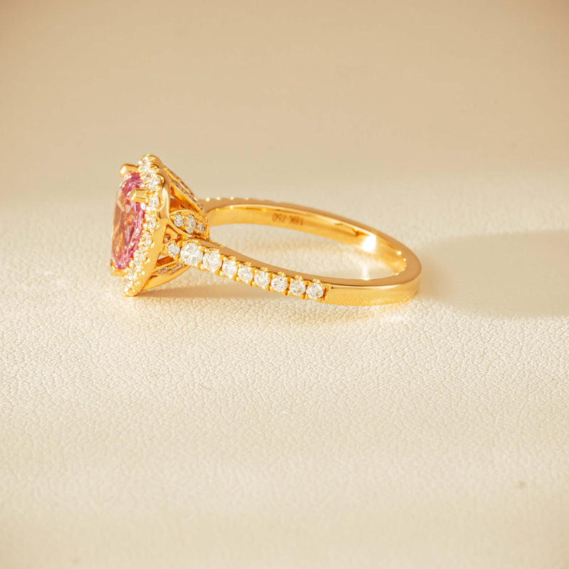 18ct Yellow Gold 2.01ct Pink Heart Sapphire & Diamond Sierra Ring - Ring - Walker & Hall