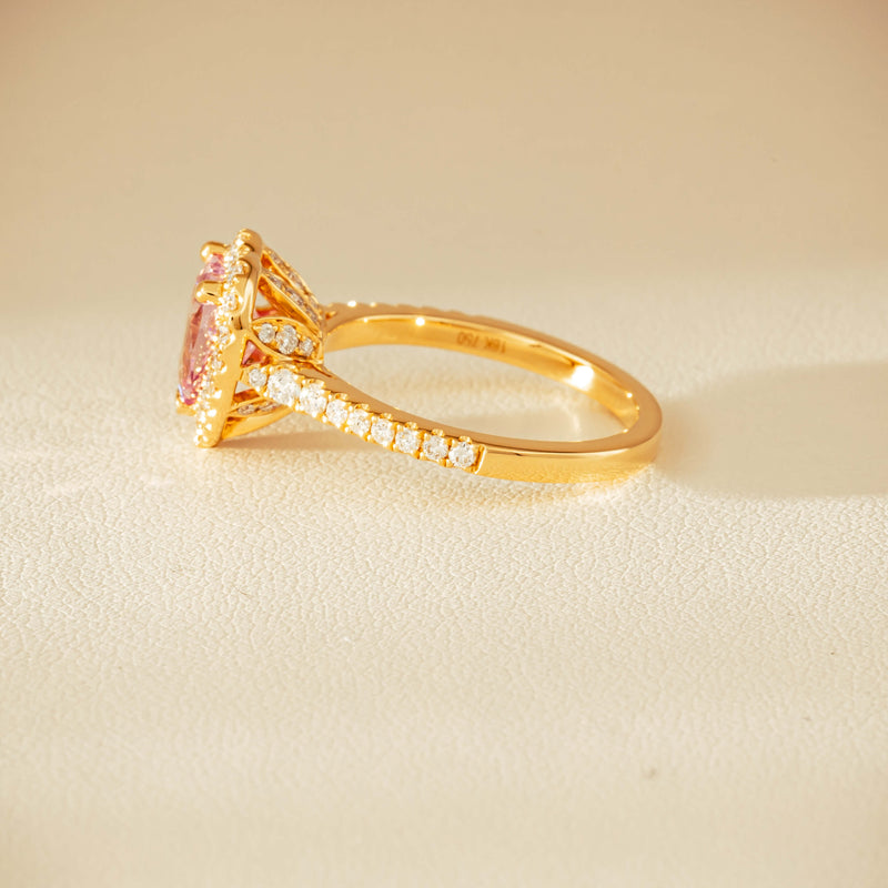 18ct Yellow Gold 2.01ct Pink Heart Sapphire & Diamond Sierra Ring - Ring - Walker & Hall