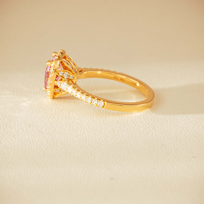 18ct Yellow Gold 2.01ct Pink Heart Sapphire & Diamond Sierra Ring - Ring - Walker & Hall